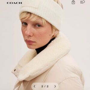 Coach Ivory Ribbed Winter Headband